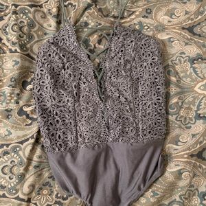 Luxell Blue Lace & Satin Bodysuit